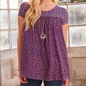 Matilda Jane Walking On a Cloud Mesh Babydoll Top Purple Women's Size Medium